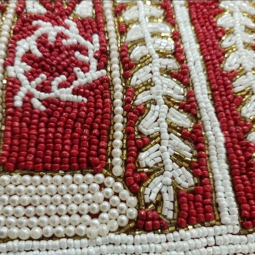 Beaded Gingerbread House Christmas Placemat Centerpiece Charger Alpine Chalet